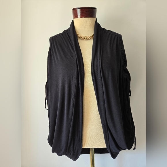 ROCK & ROLL COWGIRL Black Open Front Sweater with Colorful Embroidery Back.Small - Picture 2 of 13